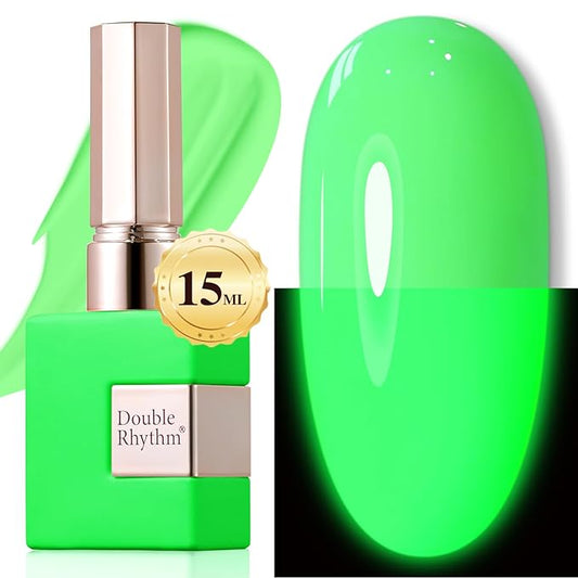 Double Rhythm 15ML Gel Nail Polish Pure Sheer Same Color Same Bottle Soak Off Gel Polish Art Manicure Salon DIY at Home for Women (Neon Light Green-A1420)