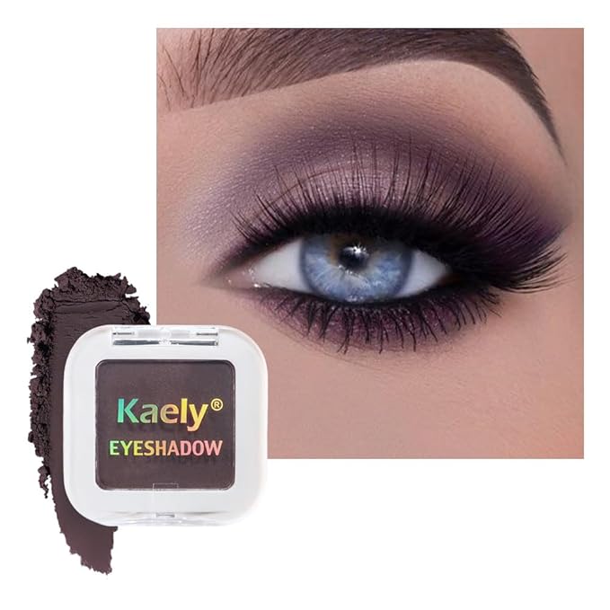 Kaely Smokey Plum Single Eyeshadow Makeup, Purple Neutral Powder Matte Eye Shadow for Older Women, Monochrome Eye Shadow Palette Pigmented Waterproof, sombras para ojos, Lightweight Blendable, 15