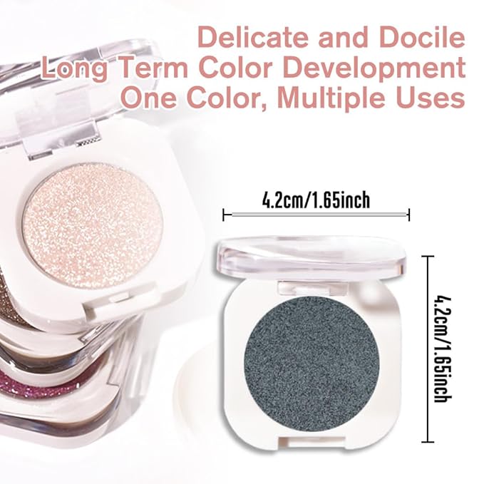 Dark Teal Glitter Single Eyeshadow, Lightweight Blendable Mini Eye Shadow for Older Women, Monochrome Eyeshadow Palette Makeup Pigmented Waterproof, Vegan & Cruelty-Free, 33