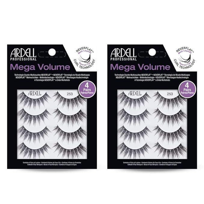Ardell False Eyelashes Mega Volume 253 – Dramatic, Wispy Lashes, Long-Lasting Fake Lashes for Bold Eye Looks