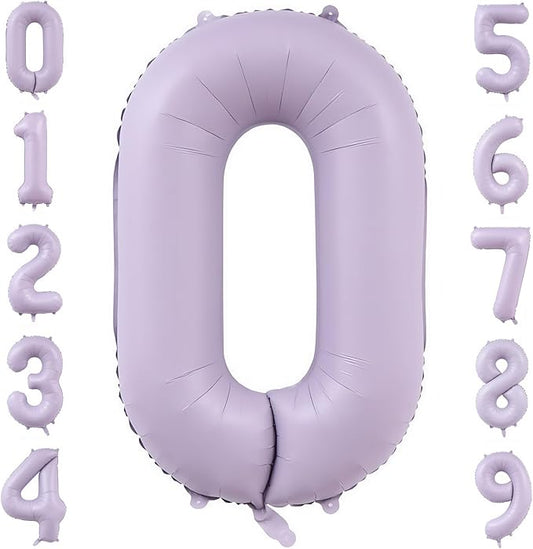 Pastel Purple 0 Number Balloons,40 Inch Light Purple 0 Balloons Large Helium Foil Mylar Purple Number 0 Balloon for Birthday Party Anniversary Decorations