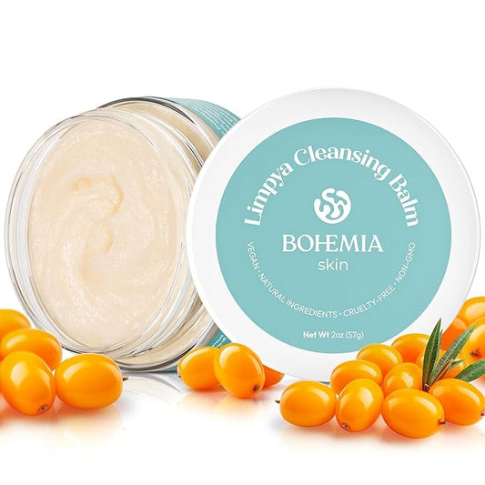 BOHO Skin Cleansing Balm - Hydrating & Moisturizing Facial Cleanser & Makeup Remover Balm for All Skin Types - Natural Deep Pore Cleanser with Vitamin E & Botanical Extracts (2oz)