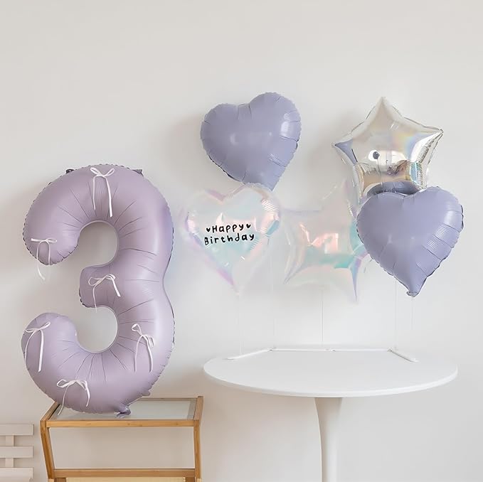Pastel Purple 4 Number Balloons,40 Inch Light Purple 4 Balloons Large Helium Foil Mylar Purple Number 4 Balloon for Birthday Party Anniversary Decorations