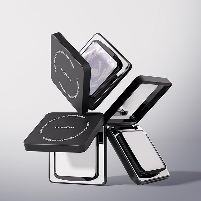 2.0 Black Magnet Soft Focus Powder, Waterproof Translucent Pressed Setting Powder, 24H Longlasting Talc-Free Face Powder, Oil Control Compact Makeup,01 Pink For Dry&Com Skin, 0.28Oz