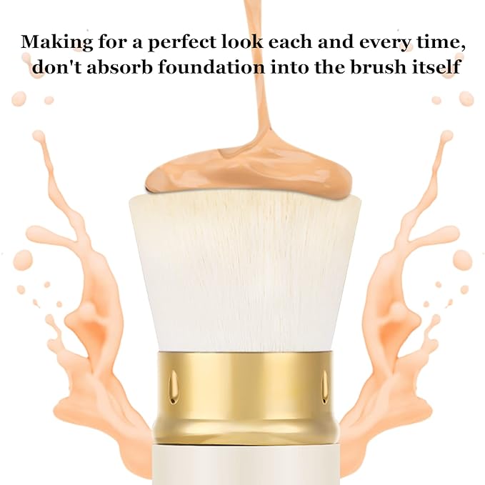 Falliny Retractable Foundation Makeup Brushes, Travel Kabuki Powder Brush Portable Liquid Foundation Sunscreen Brush with Cover for Blending Liquid, Bronzer,Cream or Flawless Powder Cosmetics