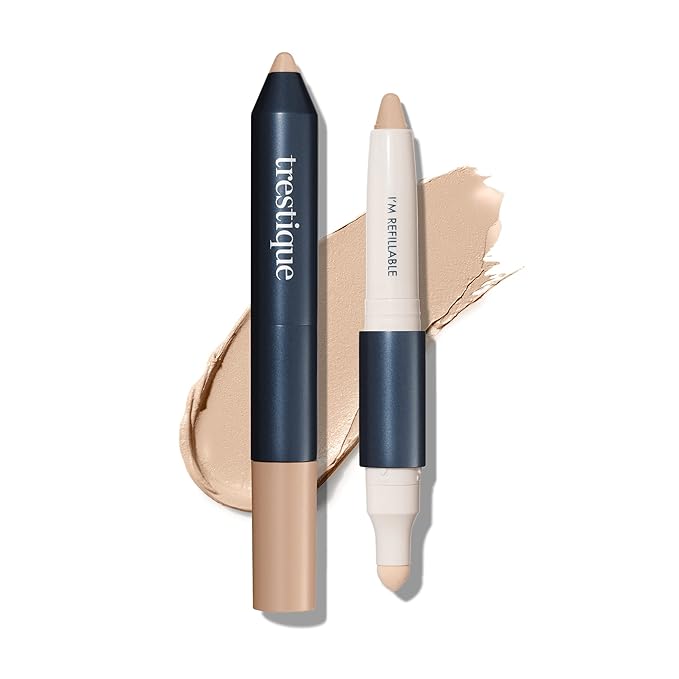 Trestique Concealer Crayon, Refillable Under Eye Concealer With Built-In Blending Sponge, Sustainable Clean Beauty Makeup
