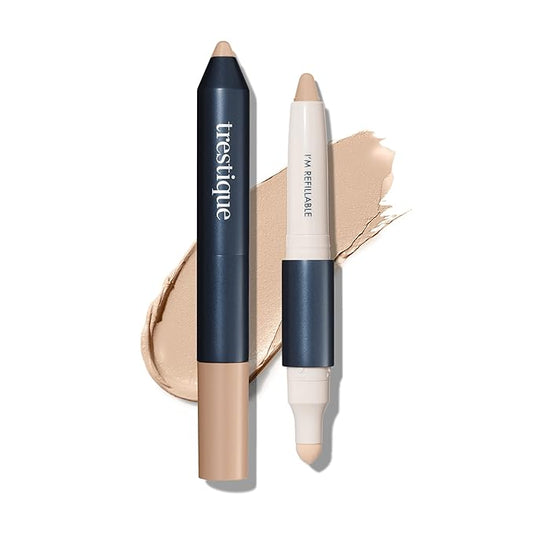 Trestique Concealer Crayon, Refillable Under Eye Concealer With Built-In Blending Sponge, Sustainable Clean Beauty Makeup