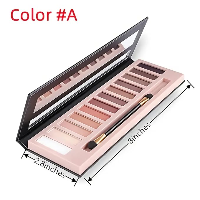 12 Colors Makeup Smoky Eyeshadow Palette Natural Nude Matte Shimmer Glitter Pigment Eye Shadow Pallete Set Black Eye Shadow Halloween Make Up for Women (Color E Smokey)