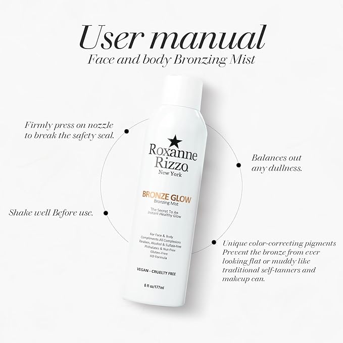 Bronze Glow – Instant Self Tanning Spray Mist for Face and Body – Hydrating Tanning Mist with Bronzer – Blends into All Skin Tones – Celebrity Favorite Bronzer Spray – 6 oz