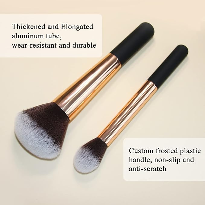 Makeup Brushes Banidy Powder Foundation Brush Flawless Powder Brush Set with Highlighter Brush Blush Brush with Wooden Handle Perfect for Blending, Buffing Liquid