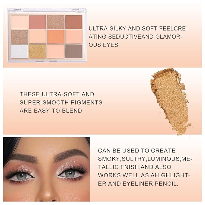 Nude Brown Maroon Bronze Eyeshadow Palette,Natural Neutral Soft Small Cream Eyeshadow Palette,Eye Shadow Palette Long Lasting Naturing-Looking Make Up Pallets for Women,Vegan