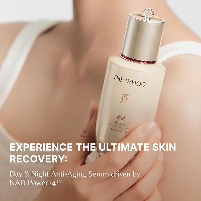THE WHOO Bichup Ultimate Recovery Youth Serum | Intensive Anti-Aging Luxury Skincare with NAD+ & Ceramide for Wrinkles & Barrier Repair | Day & Night Firming Treatment