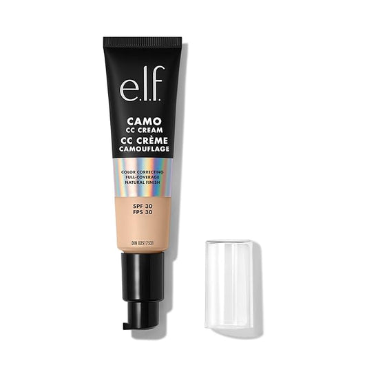 e.l.f. Camo CC Cream, SPF 30 Color-Correcting Medium-To-Full Coverage Face Foundation, Delivers An Airbrushed Finish, Vegan & Cruelty-Free, Rich 650 C