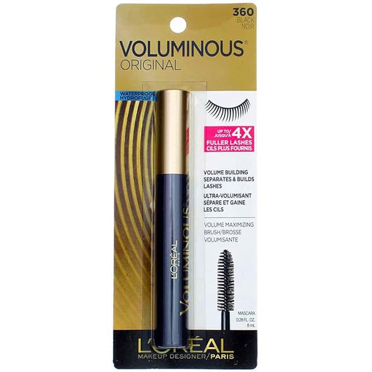 L’Oreal ParisVoluminous Waterproof Volume Building Mascara, Black [360], 0.28 oz (Pack of 3)