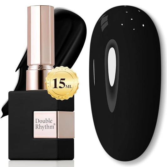 Double Rhythm 15ML Gel Nail Polish Pure Sheer Same Color Same Bottle Soak Off Gel Polish Art Manicure Salon DIY at Home for Women (Black-A1015)