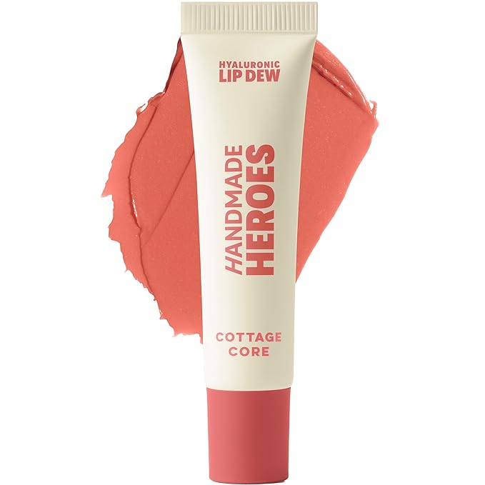 Handmade Heroes 100% Natural Vegan Tinted Lip Gloss with Hyaluronic Acid - Lightweight Moisturizing Soft Lipstick for Dry Lips - Cottage Core (Pink)