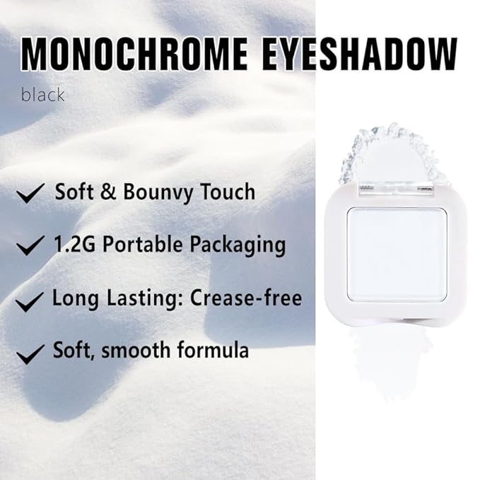Kaely Pressed Single Eyeshadow Makeup, White Matte Highly Pigmented Monochrome Eye Shadow Palette, Waterproof Neutral Powder Mini Eyeshadow, sombras para ojos, Lightweight Blendable, 08