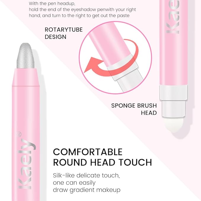 2-in-1 Cream Eyeshadow & Highlighter Stick, Waterproof Silver Shimmer Eye Shadow Pencil for Women, Long-Lasting Pigmented Makeup, sombras para ojos 12