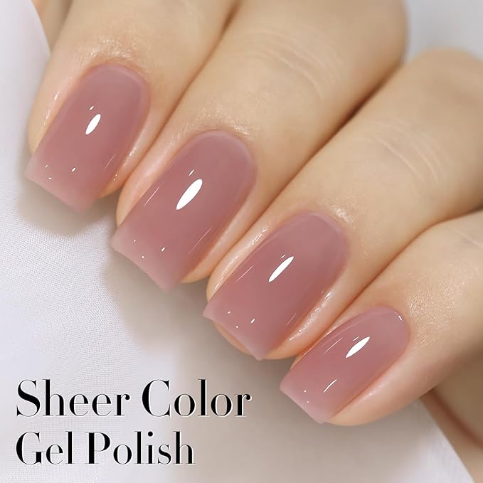 Double Rhythm 15 ML Gel Polish Pure Sheer Same Color Same Bottle Soak Off Gel Polish Nail Art Manicure Salon DIY at Home for Women (Pink Lilac-A1369)