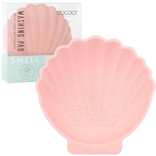 docolor Silicone Makeup Brush Cleaner Mat Shell shape make up brush cleaner pad Big Size, Makeup Brush Cleaning Mat, Brushes Cleaning Tool, Portable Washing Tool for Makeup Cosmetic Brushes