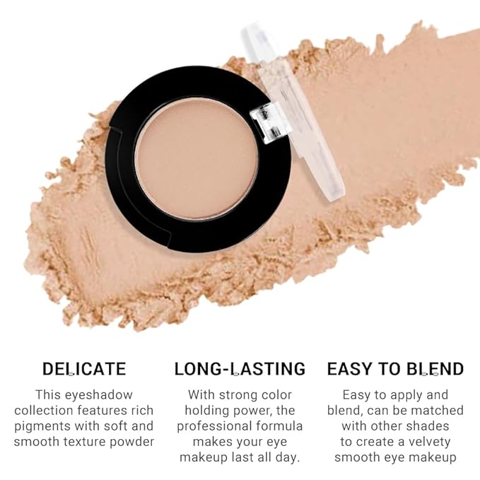 Single Matte Eyeshadow Makeup Palette, Neutral Dark Brown Eyeshadows Singles, Monochrome Eye Shadow Palette Makeup for Women, de sombras de ojos, Highly Pigmented Daily Evening Girls Eyeshadow