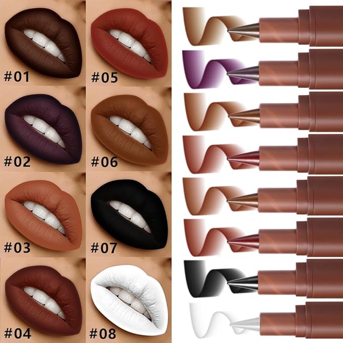 AMY'S DIARY White Matte Crayon Lipstick Lip Makeup, Precision Tip Matte Lip Crayon, Longwear Up To 24Hrs, Lead The Way,Smudge Waterproof for Women Smudge Waterproof for Women (8# White, 1 pc)