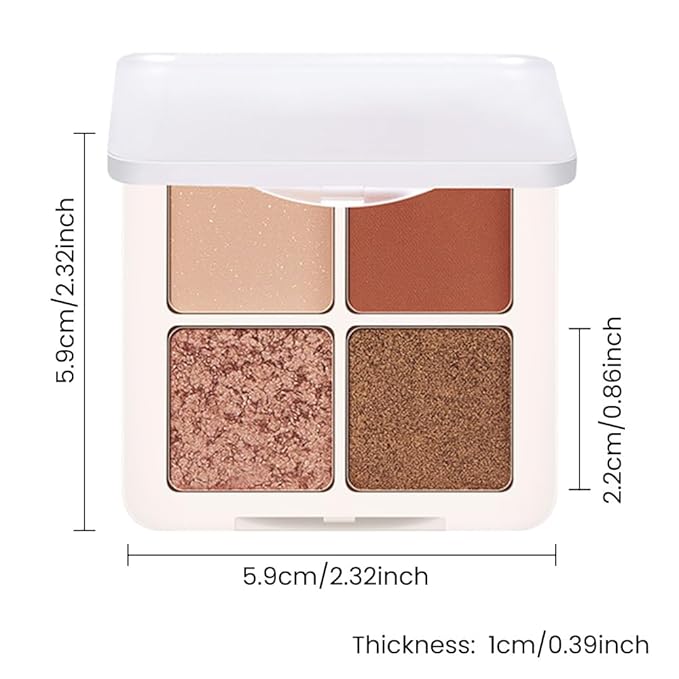 4 Colors Matte Shimmer Eyeshadow Makeup Palette,Rose Gold Champagne Nude Natural Neutral Eye Shadow Palette,Long Lasting Waterproof Naturing-Looking Women Girls Eye Shadow