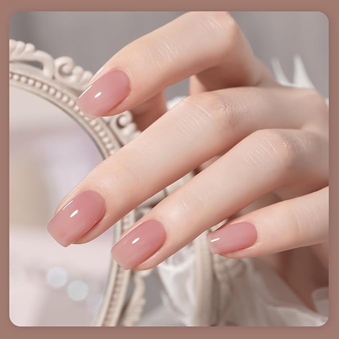 GAOY Rose Brown Jelly Gel Nail Polish of 6 Transparent Brown Pink Whiter Colors Sheer Gel Polish Kit for Salon Manicure and Nail Art DIY at Home