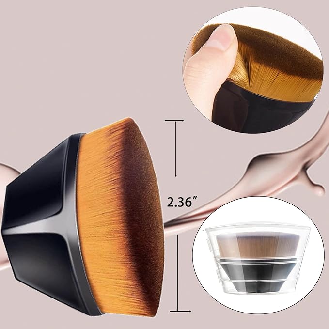 Self Tanner Face Applicator Sunless Tan Flat Top Kabuki Tanning Brush with 200,000 High Density Ultra Soft Nylon Bristles, Black