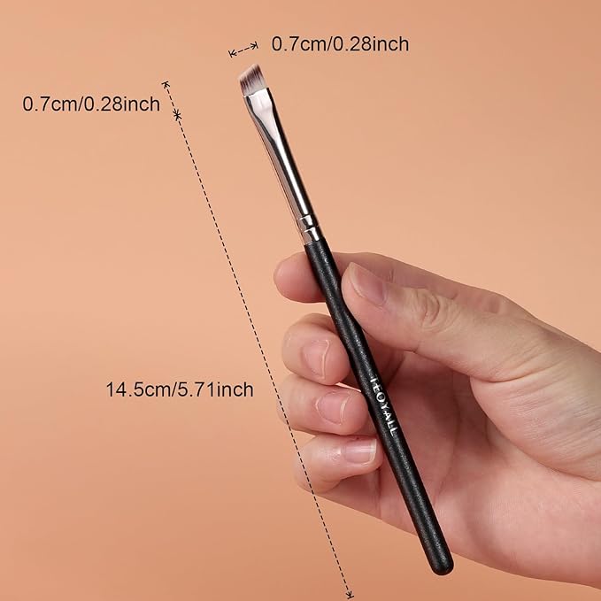 TEOYALL Flat Angled Eyeliner Brush, Soft Thin Slanted Synthetic Bristles Precision Eyebrow Brush For Brow Powder Gel Eye Liner