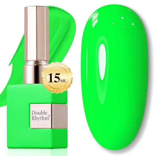 Double Rhythm 15ML Gel Nail Polish Pure Sheer Same Color Same Bottle Soak Off Gel Polish Art Manicure Salon DIY at Home for Women (Bright Green-A1042)