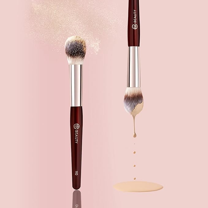 BK BEAUTY 110 LARGE CONCEALER BRUSH – Dense Tapered Under-Eye Concealer Brush for Quick Blending, Full Coverage Finish, No Product Absorption