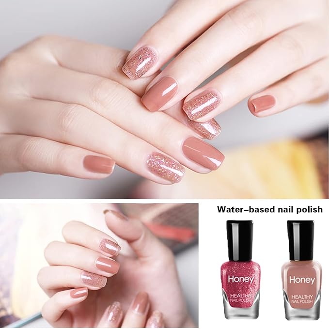 Non Toxic Nail Polish Set, Easy Peel Off and Fast Dry Nail Polish Set for Pack, Eco Friendly and Organic Water Based Nail Polish for Women, Girls, Teens(10 Bottles)