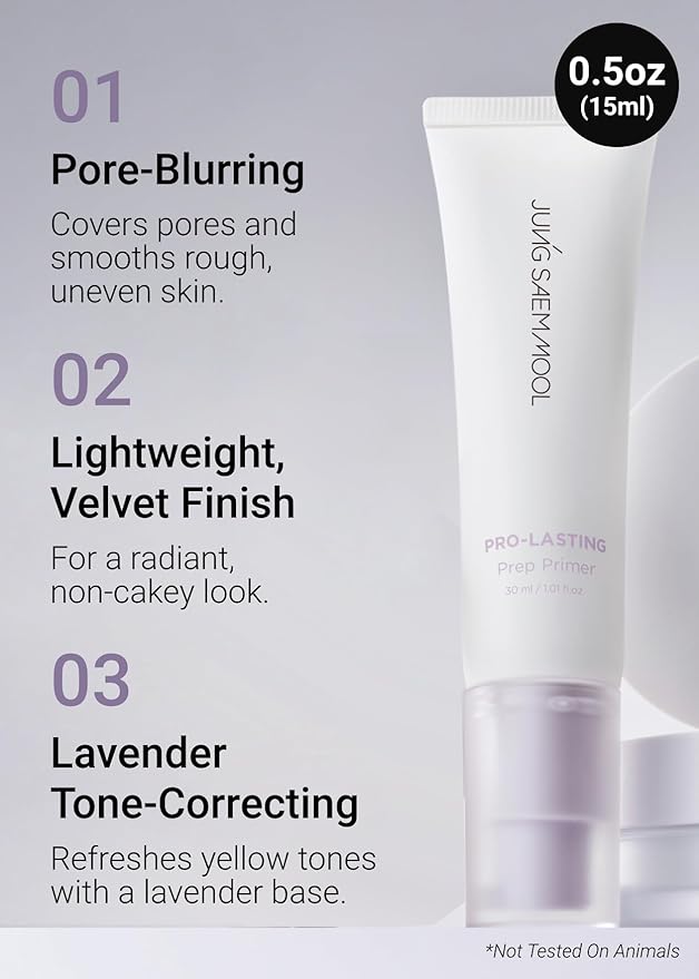 [JUNGSAEMMOOL OFFICIAL] Pro-Lasting Prep Primer #Bare-lavender | 15 ml / 0.50 fl.oz. | Hydrating, Pore-Blurring Korean Primer for face before makeup with Velvet Finish