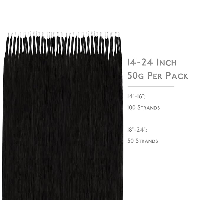 WENNALIFE Nano Bead Hair Extensions Human Hair, 50g 100s 14 Inch Jet Black Real Human Hair for Women Invisible Nano Ring Remy Hair Extensiones De Cabello Humano Fusion Installation