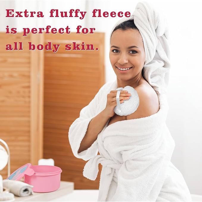 Extra Soft Powder Puff, 6" x 3" Large Body Powder Applicator, Dusting Powder Puffs with Loose Powder Container for Women (White)