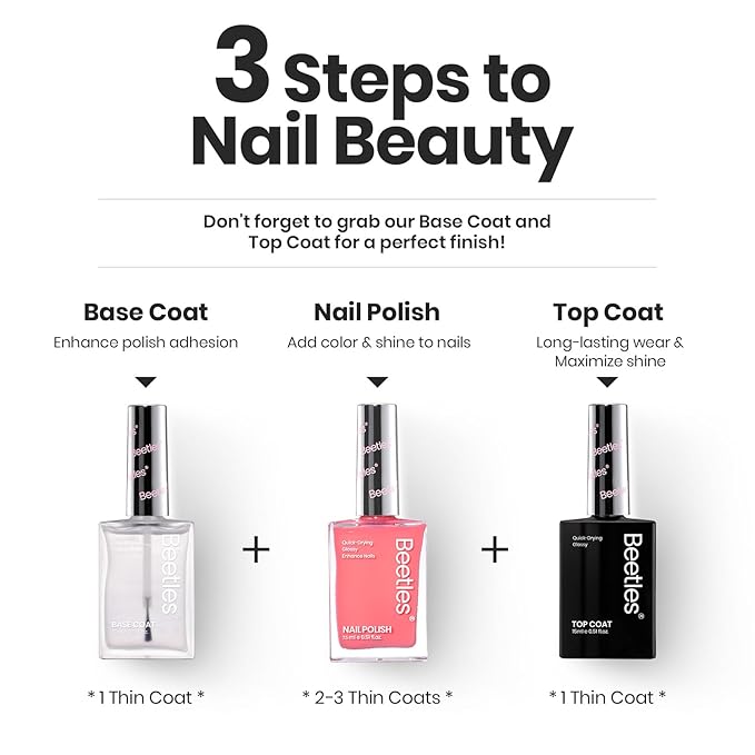 Beetles Nail Polish Set Heartbeat-6 Colors Hot Pink White Jelly Nude Pink Nail Polish Set Shimmer Pearl Quick Dry Finger Nail Polish DIY Nail Art Salon Home Gift for Women & Girls