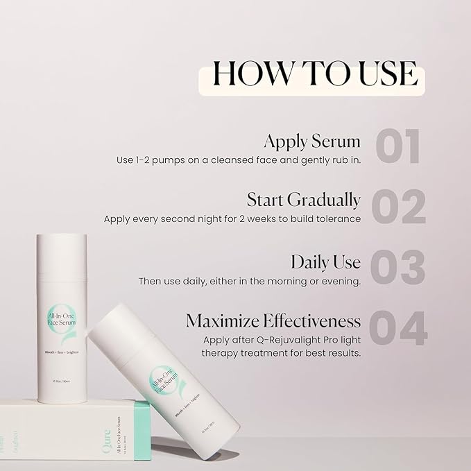 Qure All In One Hyaluronic Acid Serum for Face, Facial Serum With Niacinamides, Retinol, Lactic & Mandelic Acid, Bakuchiol, Peptides & Vitamin C Formulated For Fine Lines & Wrinkles - 6 Month Supply