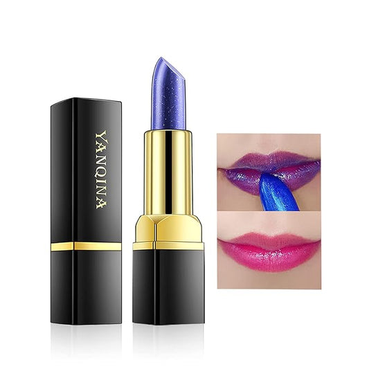 Blue Magic Lipstick, Shimmer Color Changing Lipstick(Blue Changed into Pink), Natural Moisturizing Lip Balm Labiales Magicos Long Lasting Nutritious Lipstick For Women