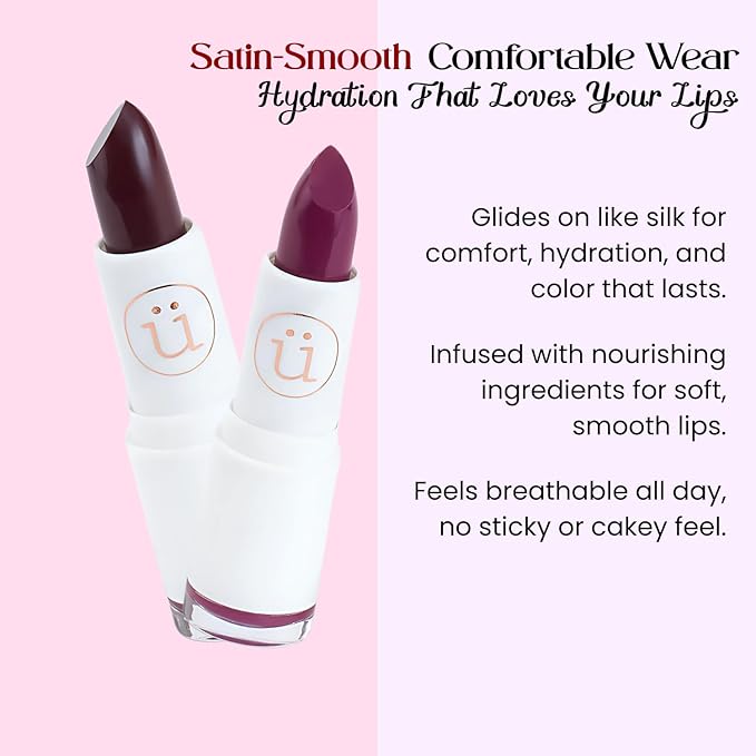 M2U NYC Red Bean Moisturizing Lipstick with Semi-Matte Finish – Intense Pigment, Full Coverage, Non-Drying, Creamy Formula with Hydrating Lip-Loving Ingredients – Vegan & Cruelty-Free (Dumbo)