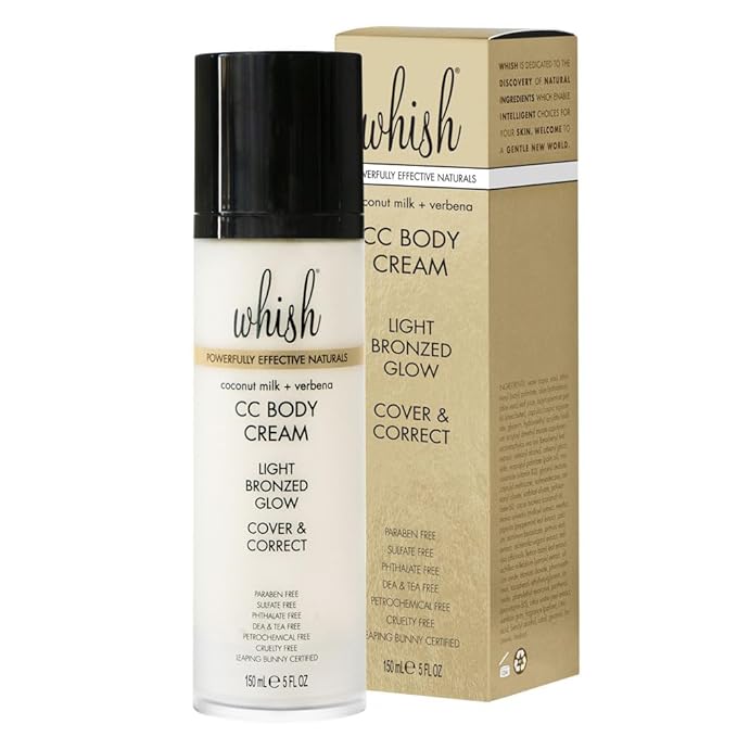 Whish Coconut Milk & Verbena CC Body Cream - Color Correcting Moisturizer with Shea Butter & Aloe for Instant Glow - Paraben & Sulfate Free - 5 fl oz