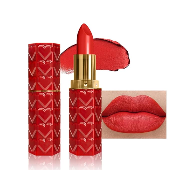 evpct 1Pcs Ruby Orange Red Lipstick, Silky Velvet Matte Lipstick Pack Sets for Women, Long Lasting Smudge Proof Lipstick Lip Stain Makeup Kit matte lipstick 24 hours original R02