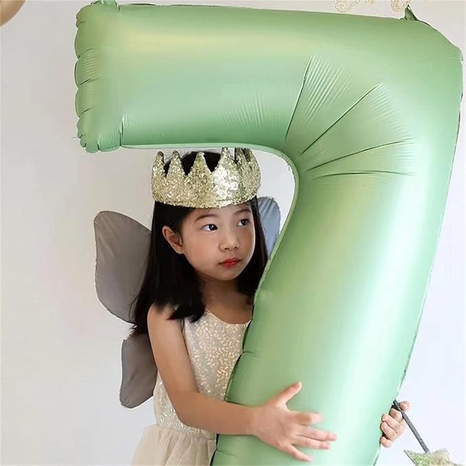 Sage Green 5 Balloons, 40" Giant Helium Foil Number 0-9 Olive Green Birthday Balloon for Boys Girls, Self Inflating Digit 5 Balloons for Women Men Anniversary Jungle Safari Party Decorations Supplies