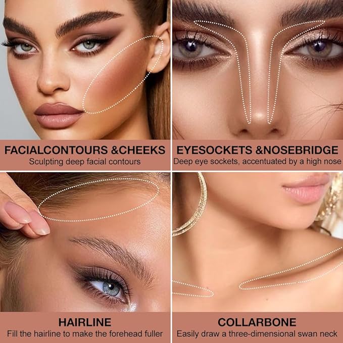 Natural Matte Neutral Brown Cream Contour Palette – Lightweight, Blendable Monochrome Powder, Base for All Skin Tones, Face Makeup for Women & Men, Vegan,Cruelty-Free, Paleta de Contorno en Crema Mate