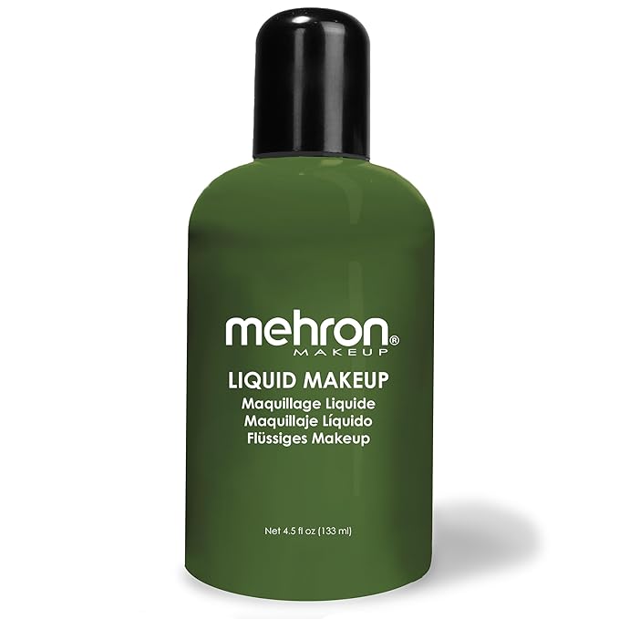 Mehron Makeup Liquid Makeup | Face Paint and Body Paint Perfect for Halloween, Cosplay I Air Brush Compatible 4.5 oz (133 ml) (GREEN)
