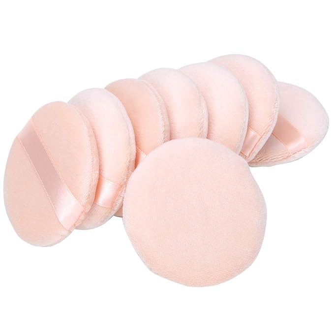 8 Pieces Face Powder Puffs Soft Cotton Makeup Powder Pads for Loose, Setting, Pressed and Body Powder (3.35 Inch)