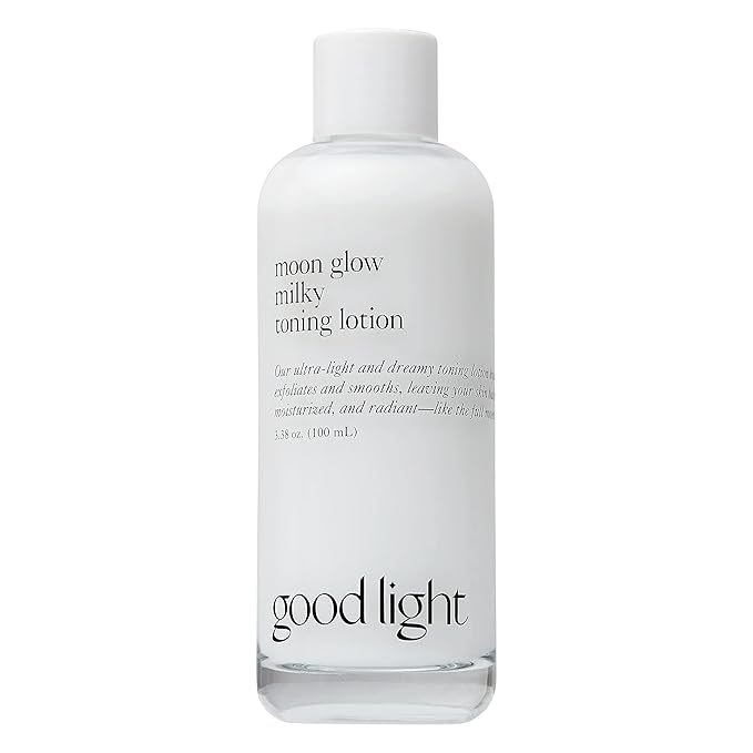 Good Light Moon Glow Milky Toner. Dreamy, Ultra-Light Hydrating Milk Toner for Face. Made with Niacinamide, Ceramides, and AHAs for Glass Skin. Vegan, Fragrance Free Korean Skin Care. 3.38 Fl. Oz.