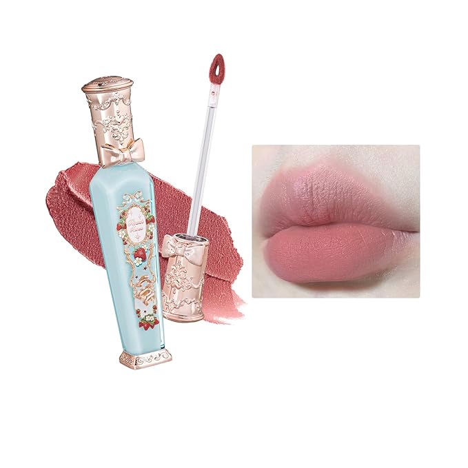 Flower Knows Strawberry Rococo Cloud Lip Cream,Long Lasting Dusty Pink Matte Lipstick,Hydrating Lip Stain,Transfer & Smudge Proof Velvet Liquid Lipstick for Girls&Women,0.12 Fl Oz(S01 Soy Milk Cheese)
