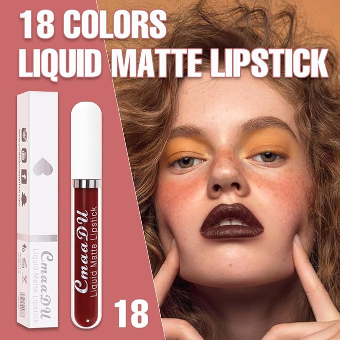 evpct 1Pcs Deep Red Liquid Matte Lipstick Lipgloss Set for Women, labiales mate 24 horas originales matte larga duracion 24 Hour Lipstick Lip Stains Long Lasting Waterproof 24, 18#