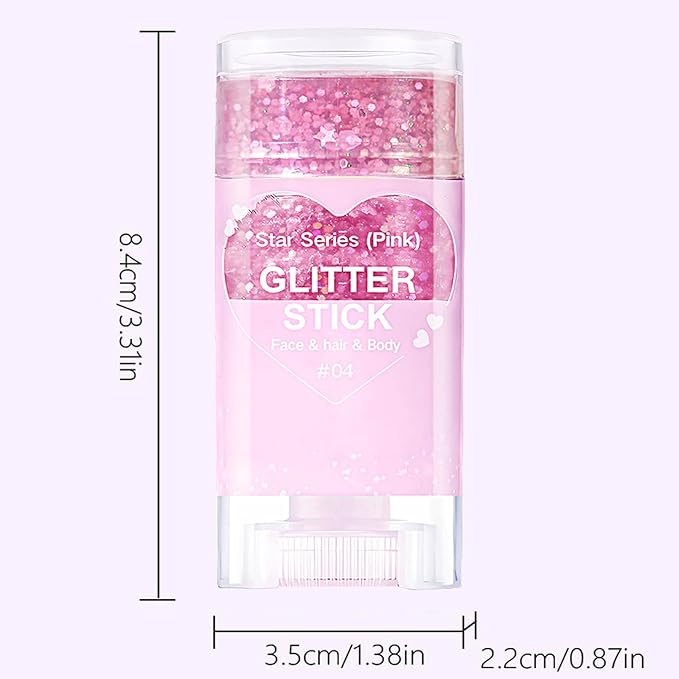 Pink Hair Glitter Stick, Chunky Sequins Body Face Glitter Singer Concert Outfits For Women,Halloween Body Paint for Kids,Waterproof Shimmer Music Festival Pink Out Accessories for Spirit Week